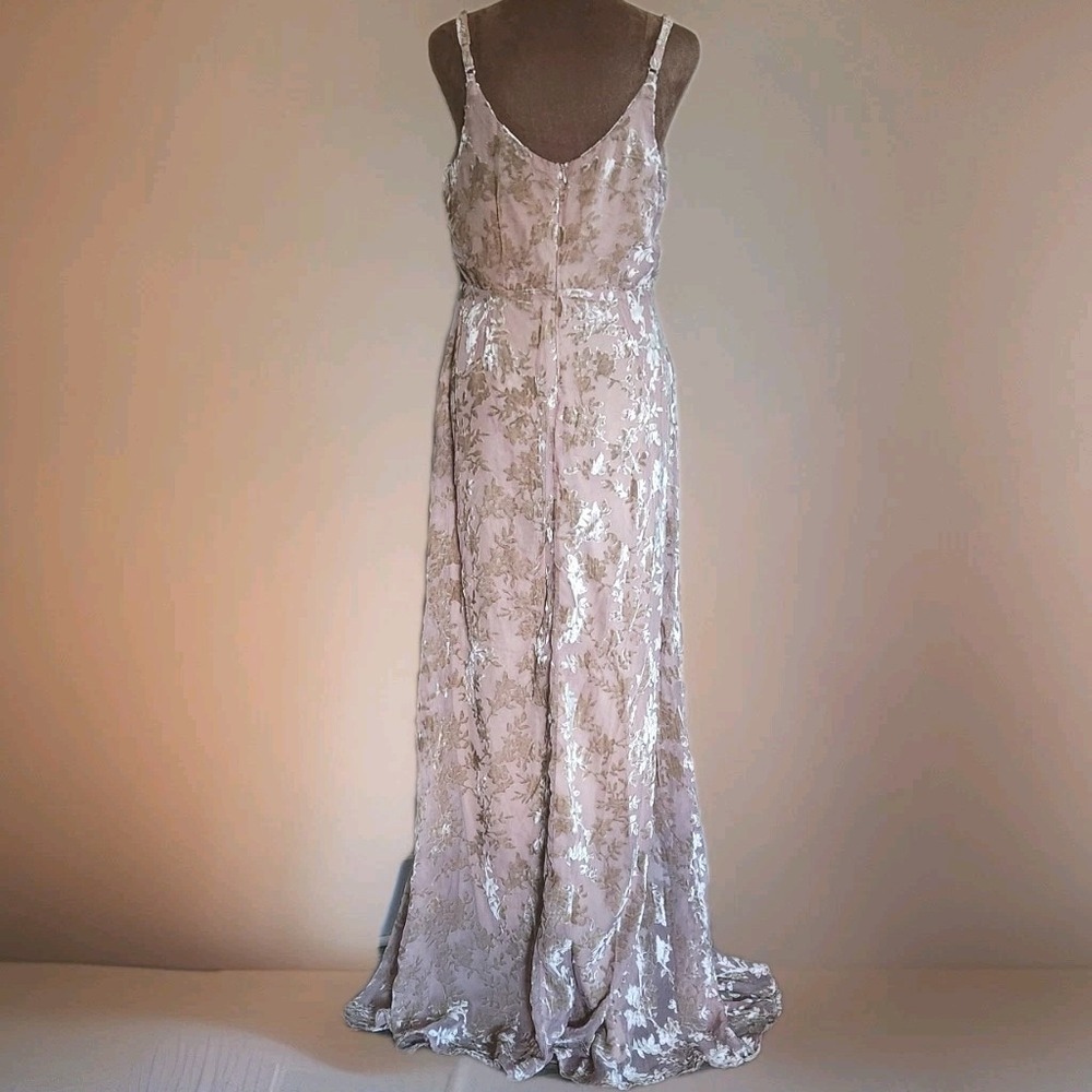 New‎ Lulus Maxi Dress Size M Elegance Taupe Burnout Velvet  Sleeveless Formal - Picture 3 of 9